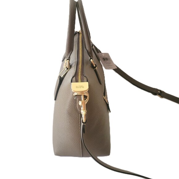 Coach CR156 Refined Pebbled Leather Georgia Satchel Crossbody Handbag Dark Stone - Picture 3 of 7